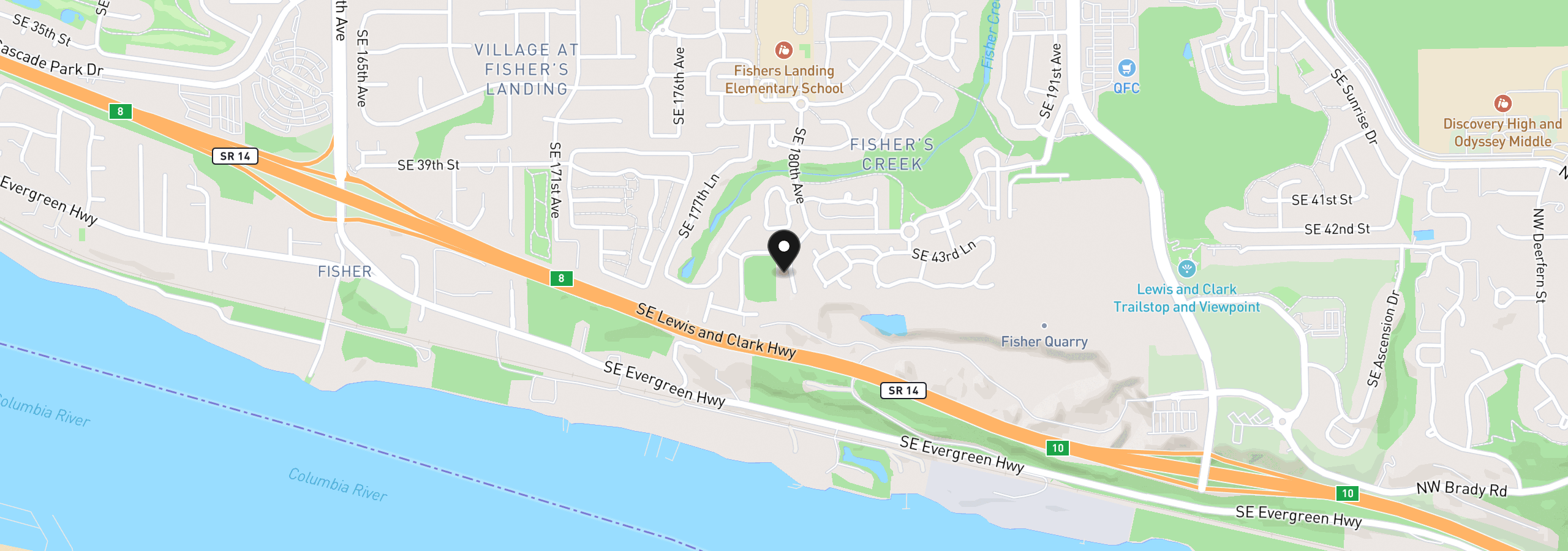 Map showing the location of 4320 SE 179th Ct, Vancouver, Wa 98683