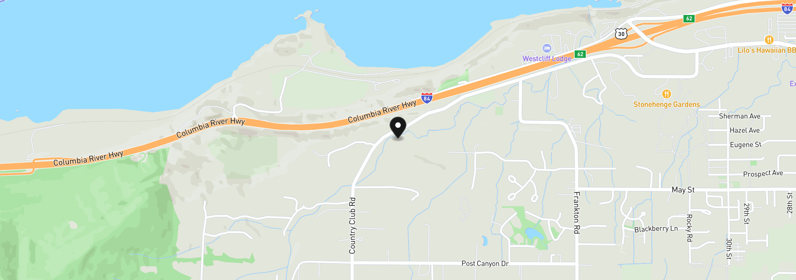 Map showing the location of 445 Country Club Rd, Hood River, OR 97031
