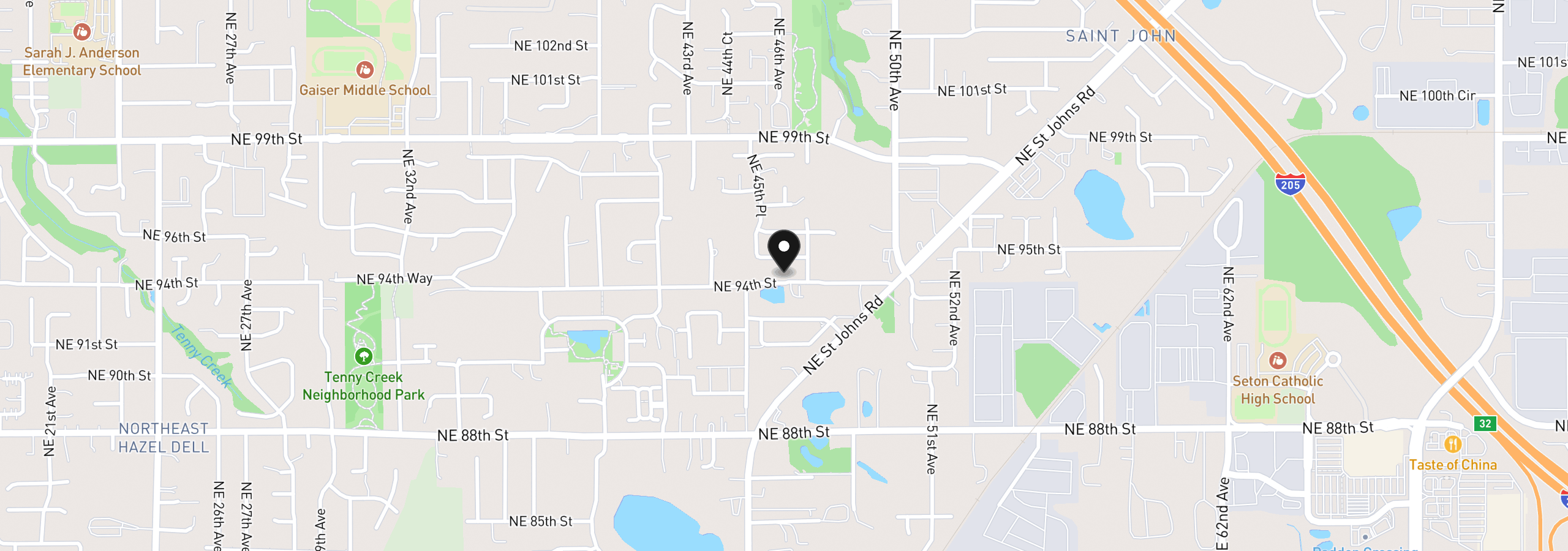 Map showing the location of 4514 NE 94th St, Vancouver, Wa 98665
