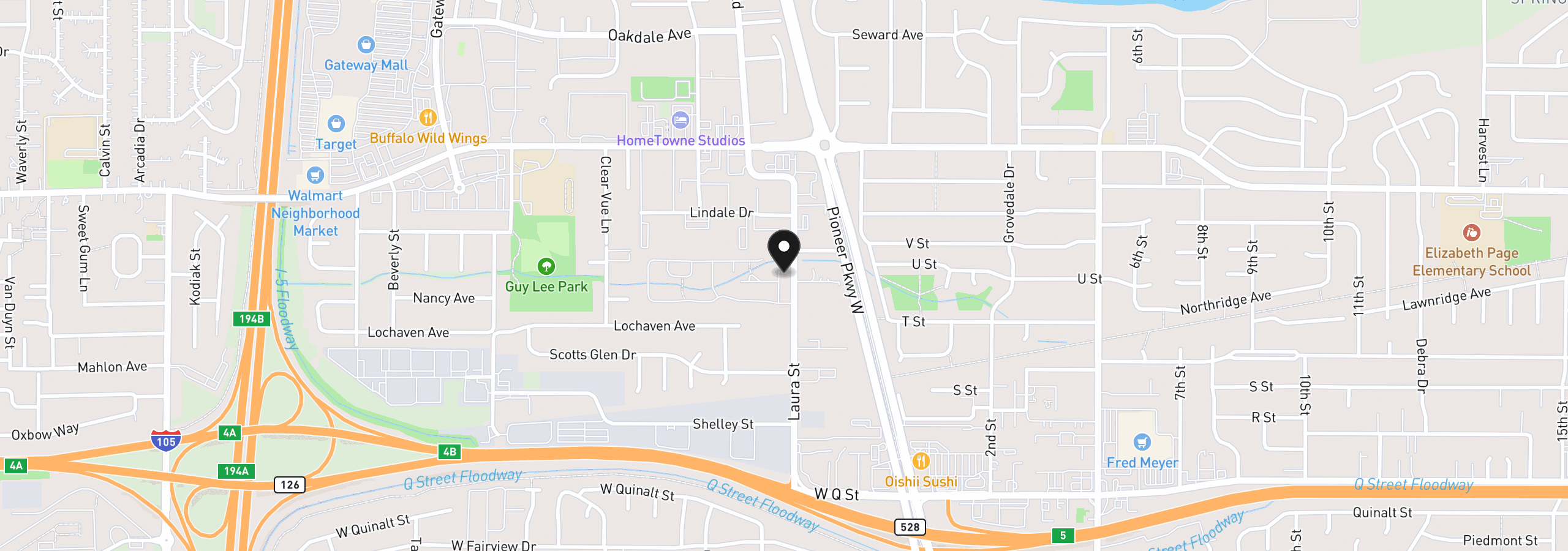 Map showing the location of 2150 Laura St 57, Springfield, OR 97477