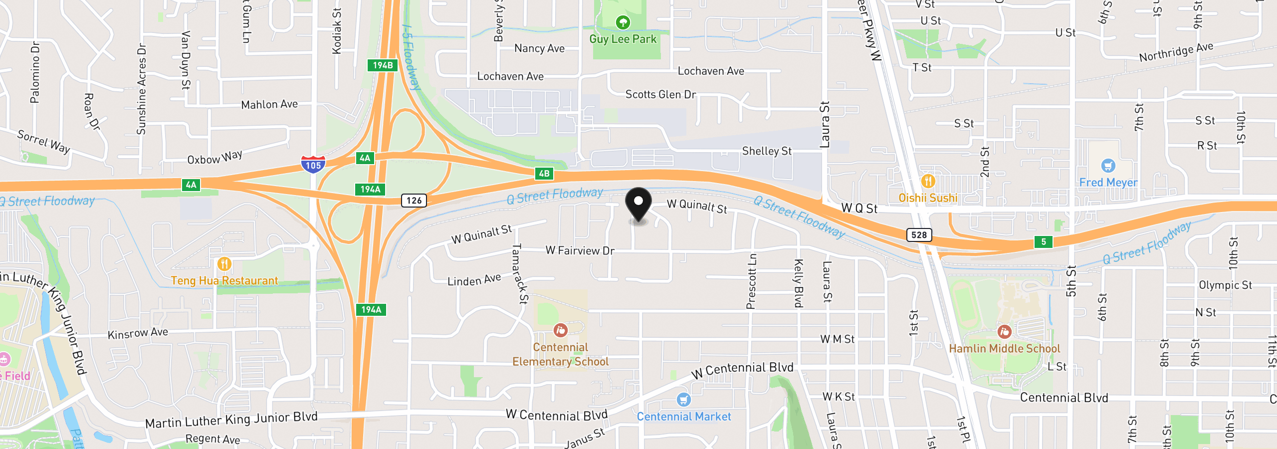 Map showing the location of 1735 Rainbow Dr, Springfield, OR 97477