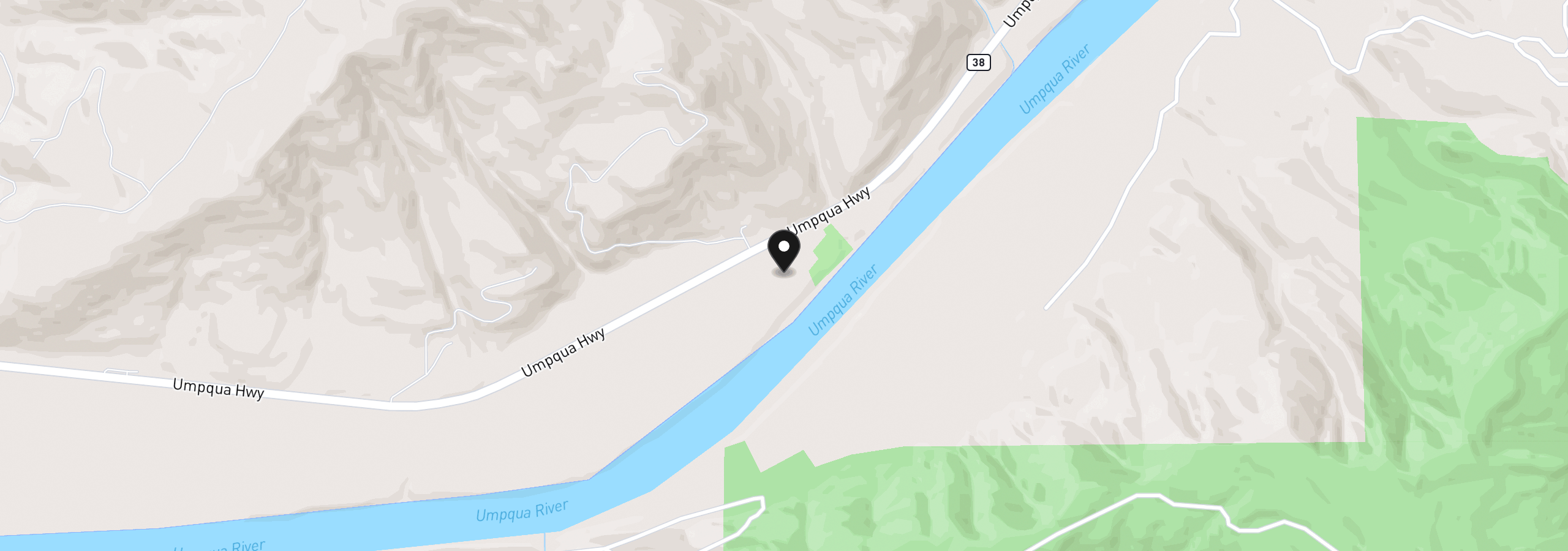 Map showing the location of 27090 State Highway 38, Scottsburg, OR 97473