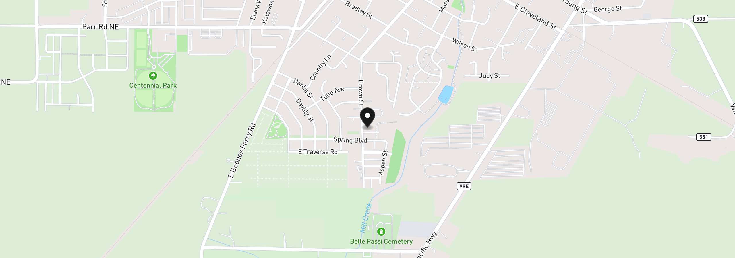 Map showing the location of 1516 Aspen St, Woodburn, OR 97071