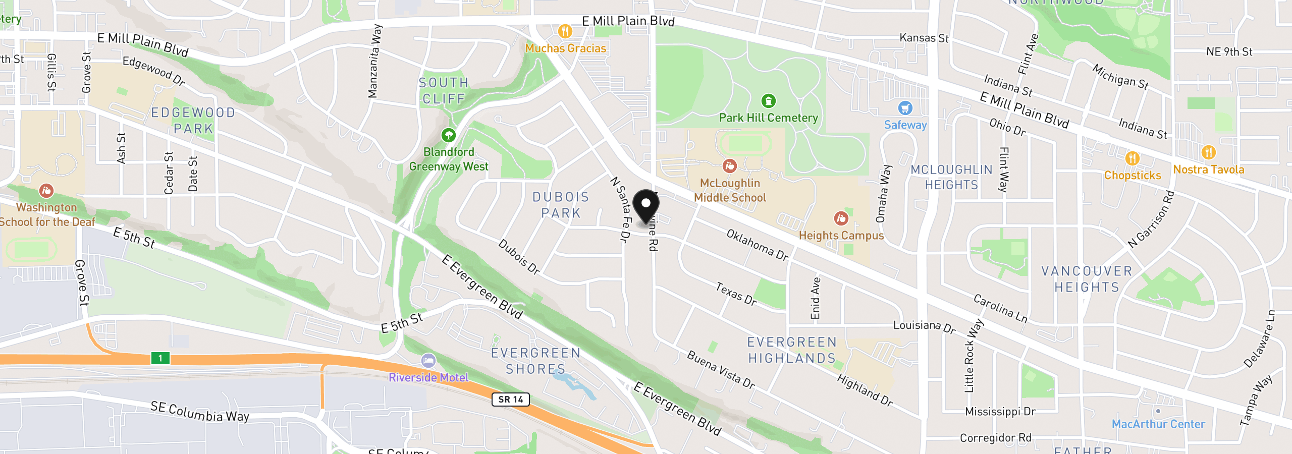 Map showing the location of 300 S Devine Rd, Vancouver, Wa 98661