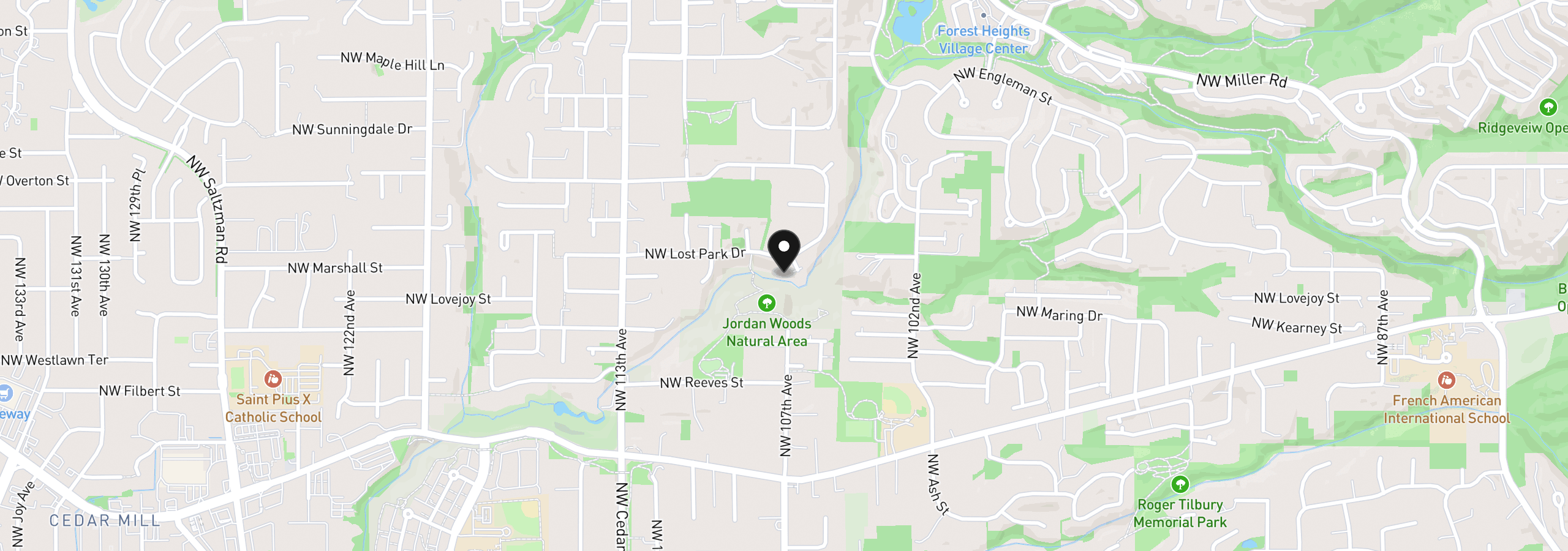 Map showing the location of 1593 NW Jennifer Pl, Portland, OR 97229