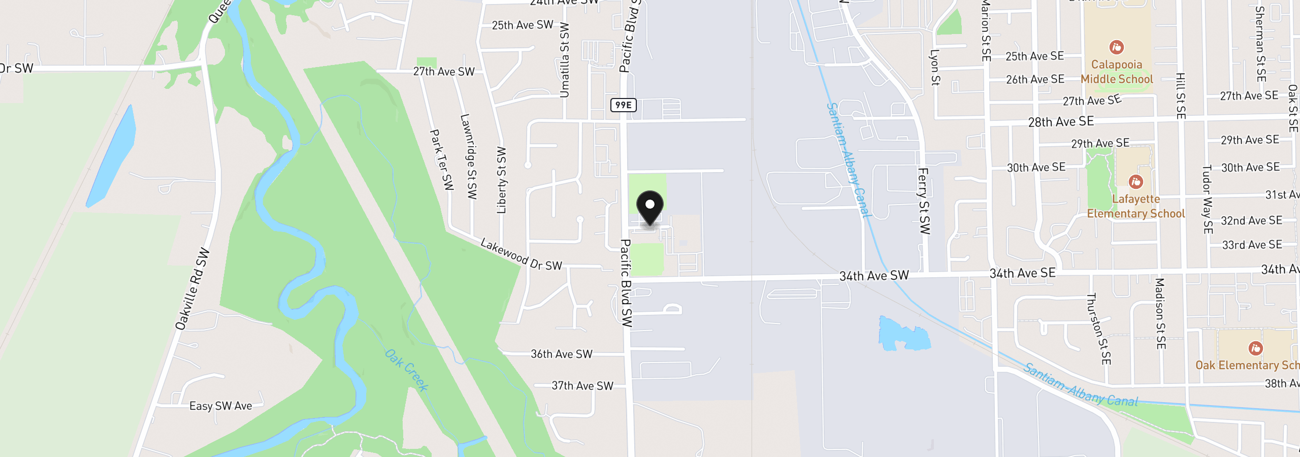Map showing the location of 1423 32nd Ave, Albany, OR 97322
