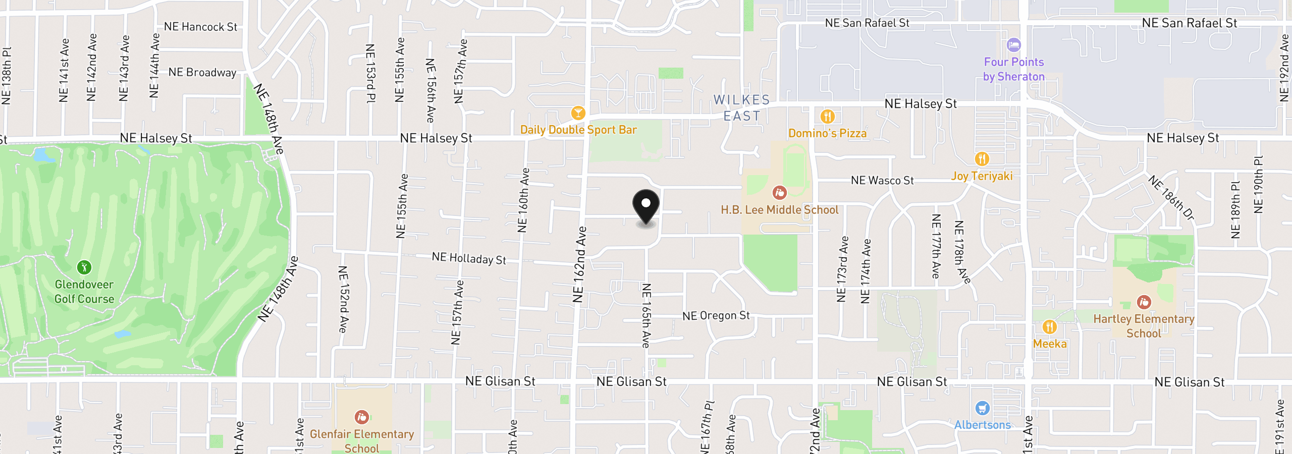 Map showing the location of 16434 NE Multnomah St, Portland, OR 97230
