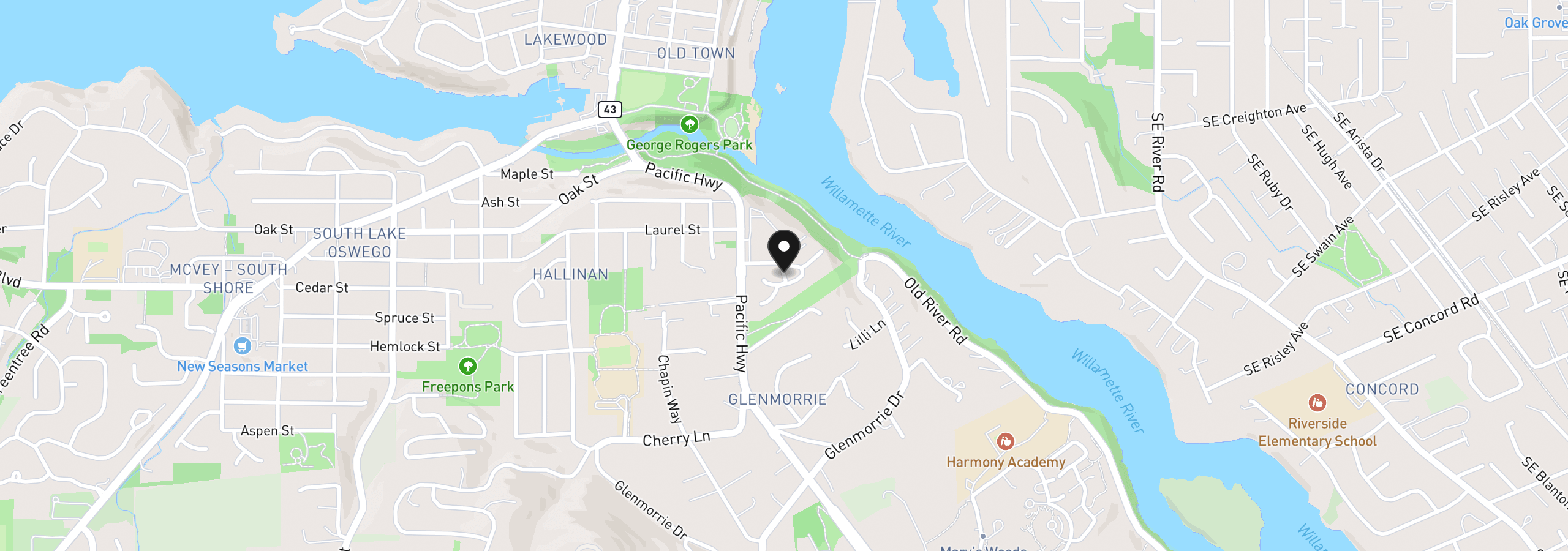 Map showing the location of 200 SW Burnham Rd T404, Lake Oswego, OR 97034