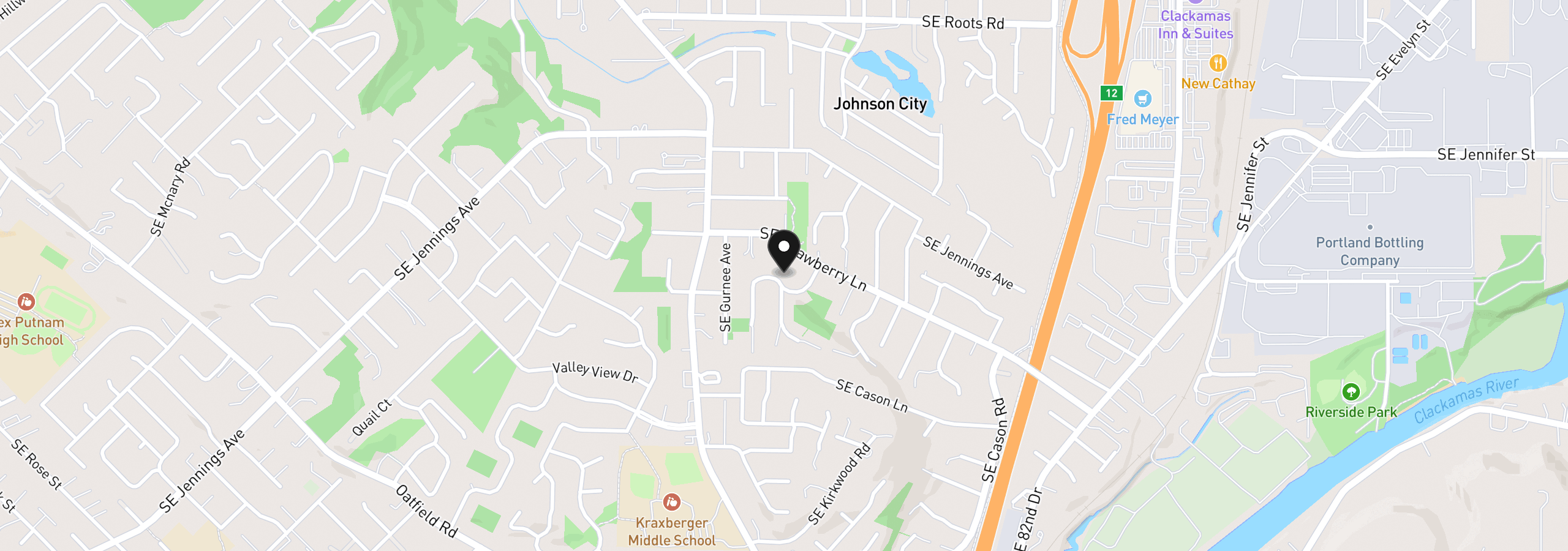 Map showing the location of 7875 Blinkhorn Way, Gladstone, OR 97027