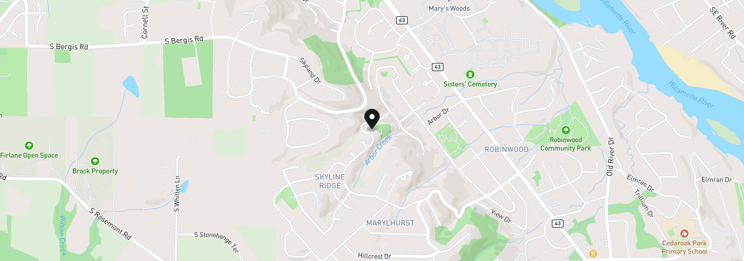 Map showing the location of 1373 Skye Pkwy, West Linn, OR 97068