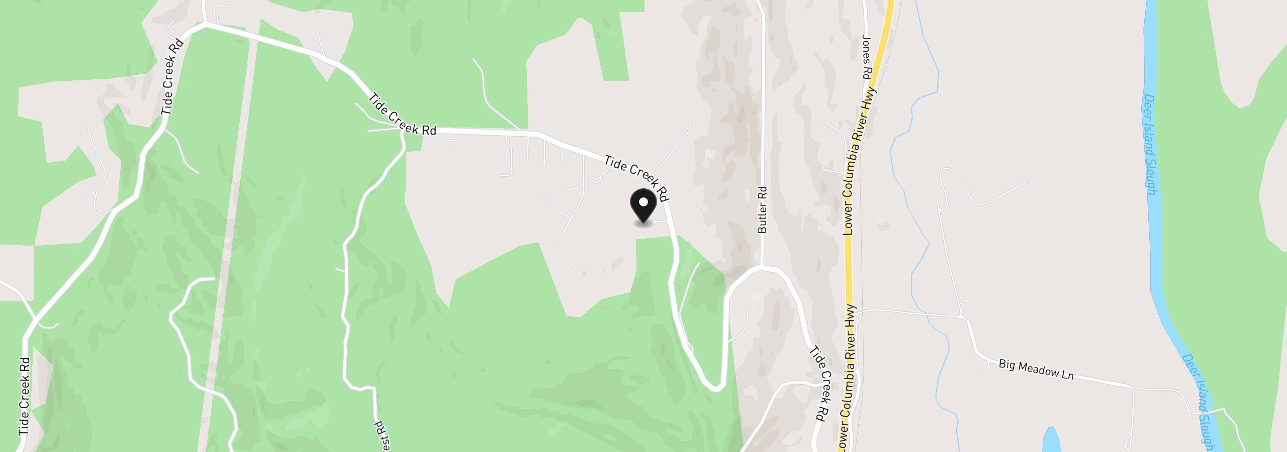 Map showing the location of 33562 Tide Creek Rd, Deer Island, OR 97054