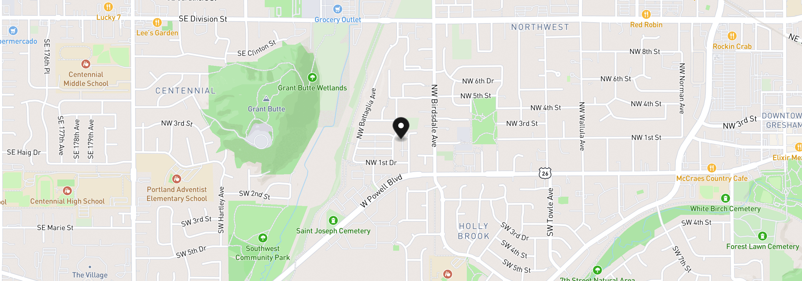 Map showing the location of 291 NW Mawrcrest Ave, Gresham, OR 97030