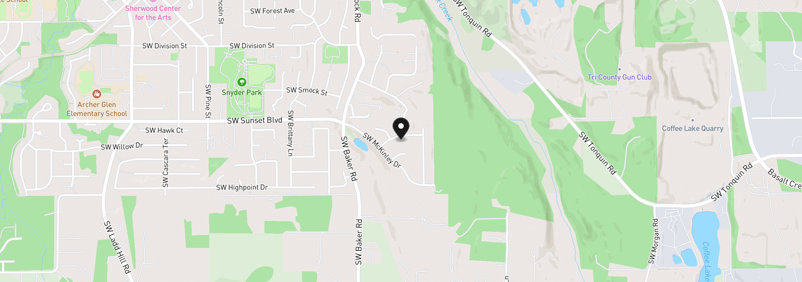 Map showing the location of 14224 SW Whitney Ln, Sherwood, OR 97140