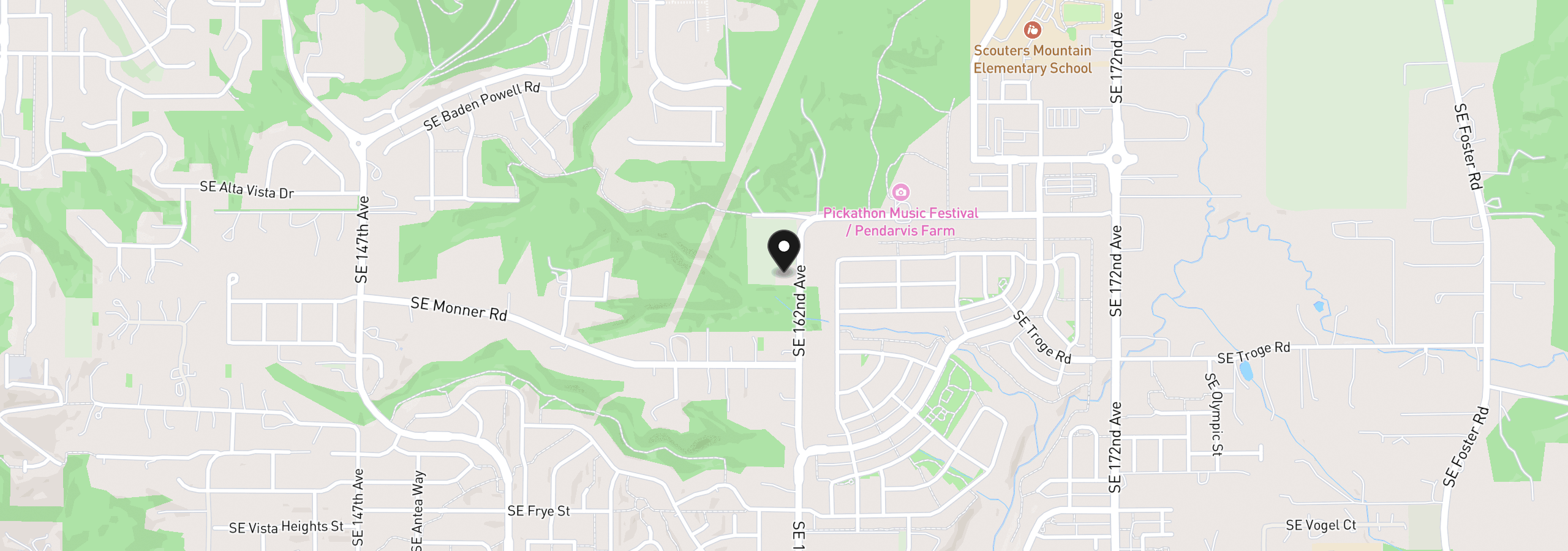Map showing the location of 11781 SE 162nd Ave, Happy Valley, OR 97086