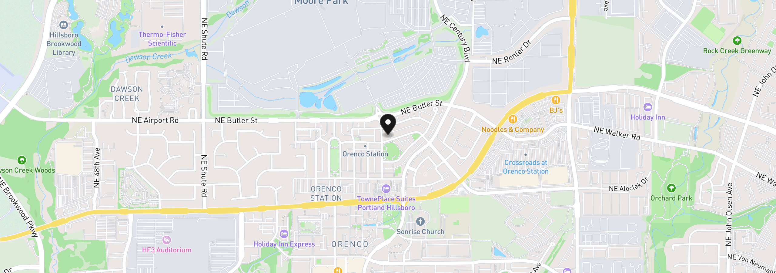 Map showing the location of 1732 NE 65th Ave, Hillsboro, OR 97124