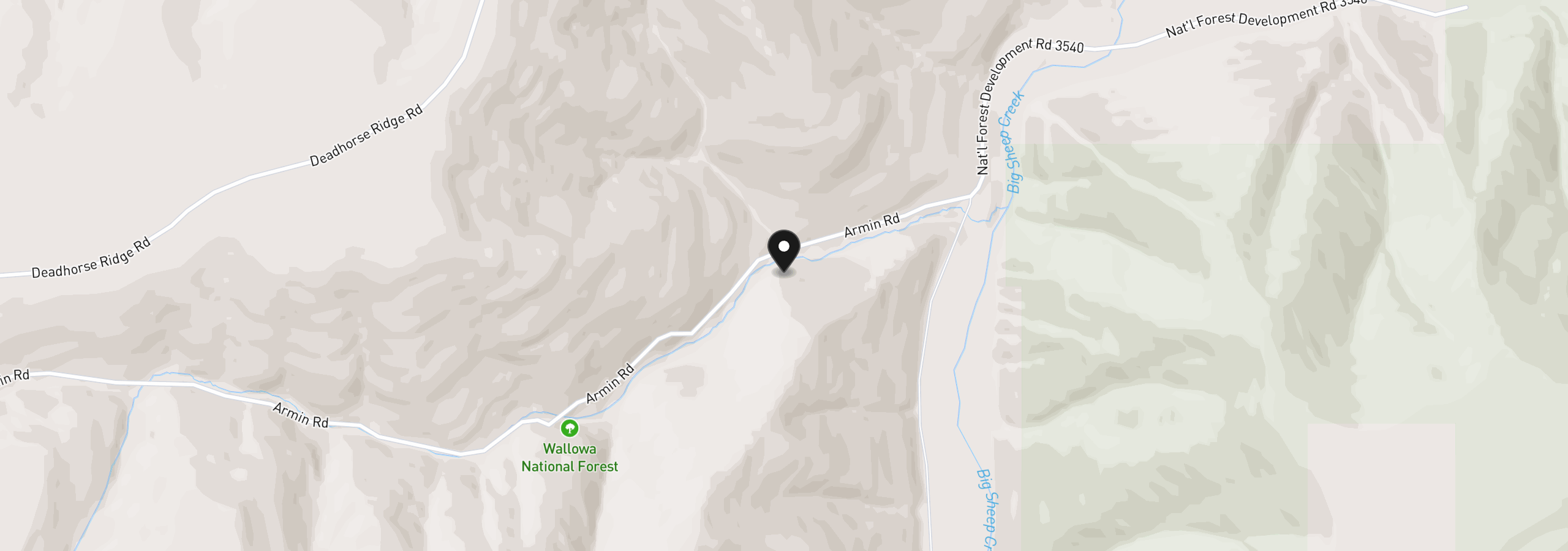 Map showing the location of 1 Armin Rd, Joseph, OR 97846