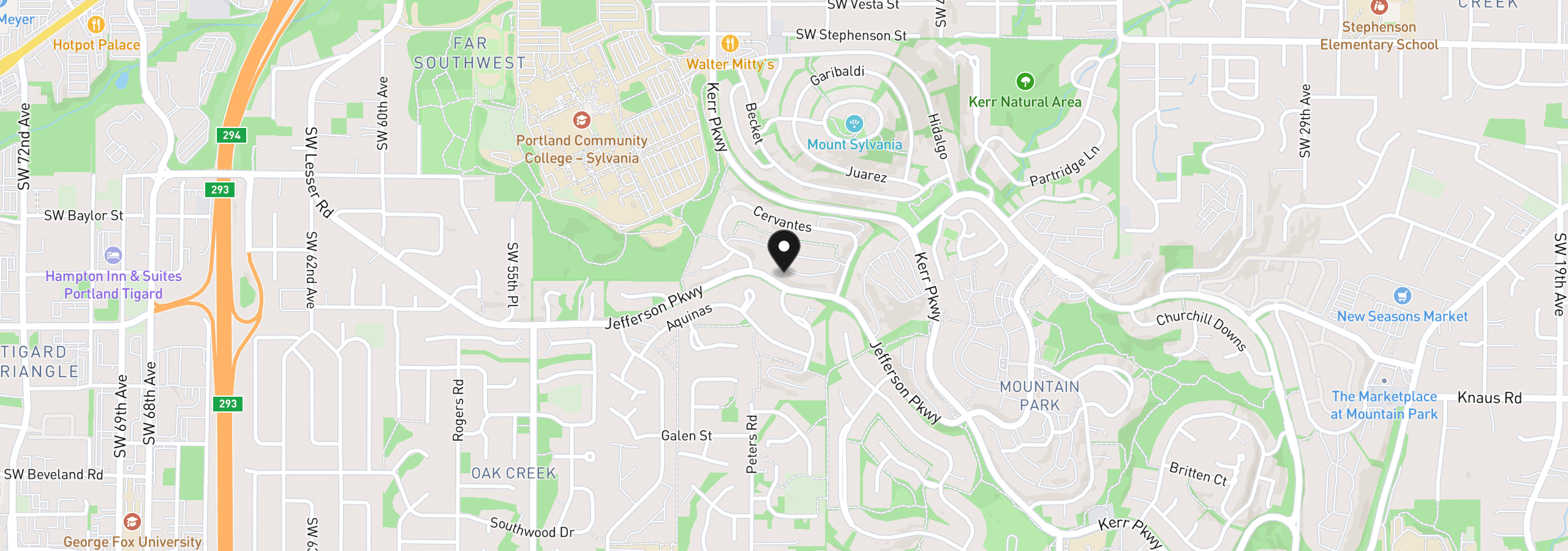 Map showing the location of 40 Cervantes Cir, Lake Oswego, OR 97035