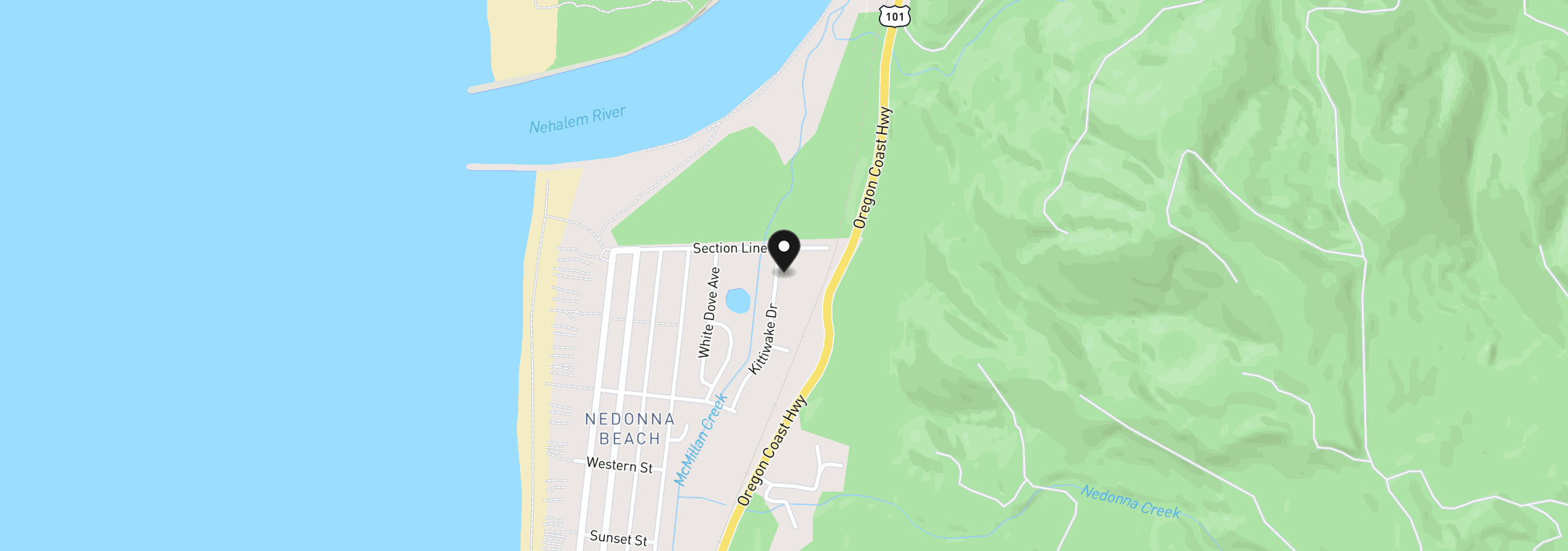 Map showing the location of 26659 Kittiwake Dr, Rockaway Beach, OR 97136