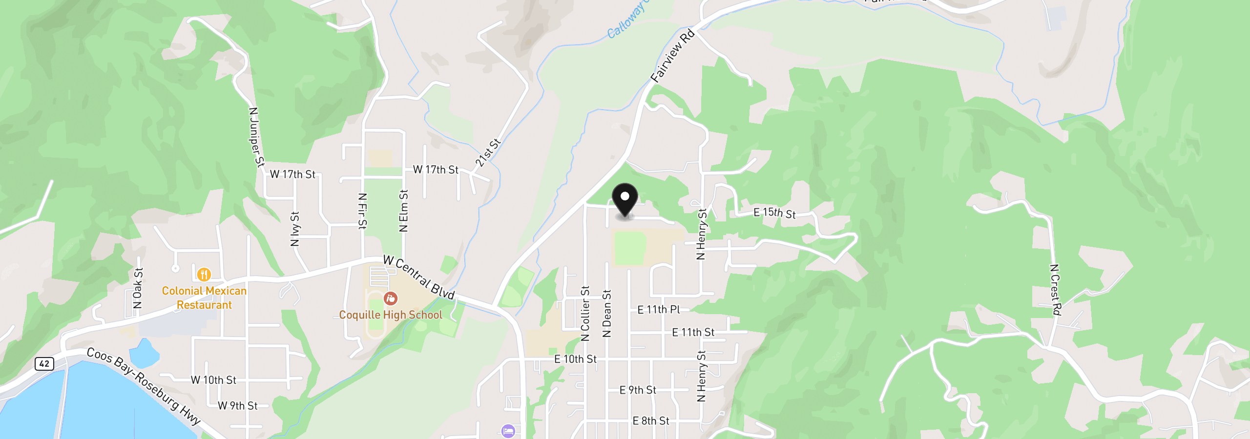 Map showing the location of 1515 N Elliott St, Coquille, OR 97423