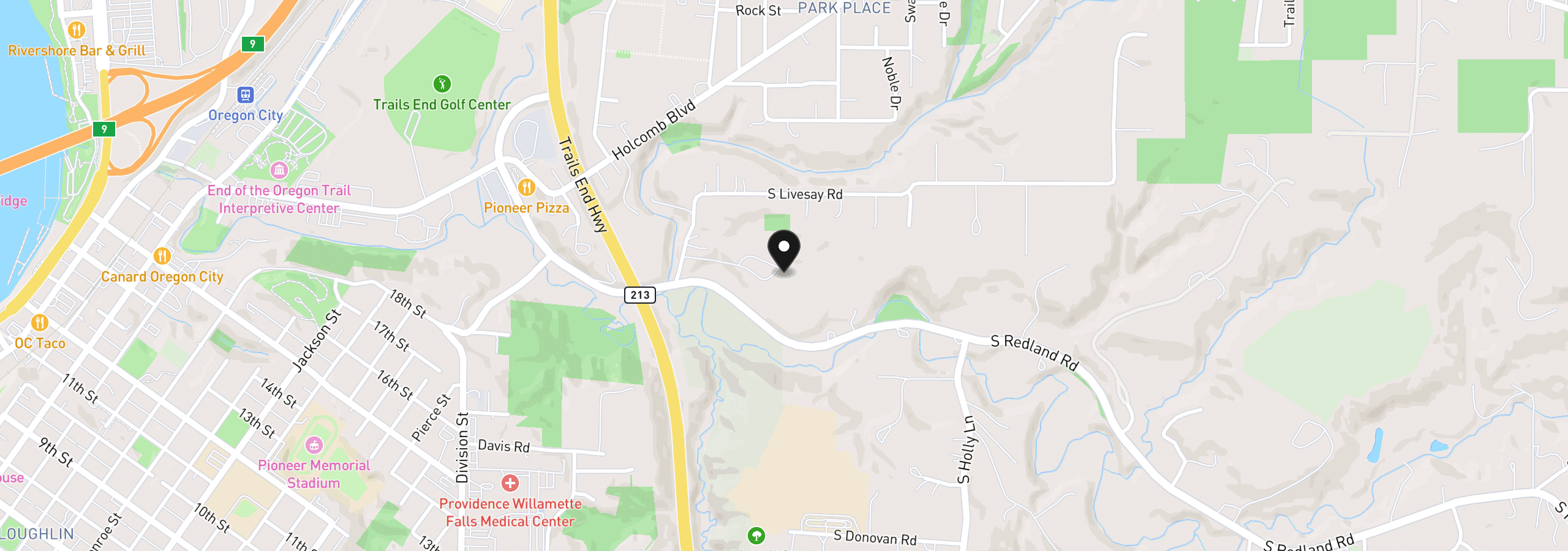 Map showing the location of 16868 S Livesay Rd, Oregon City, OR 97045