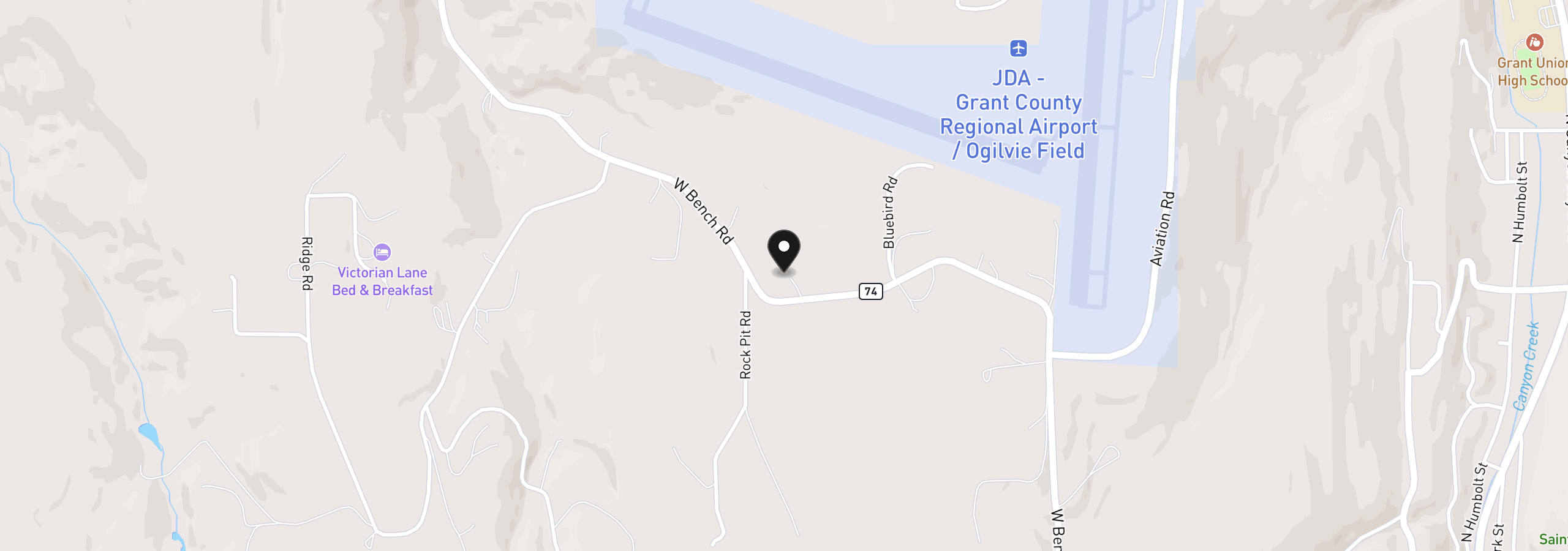 Map showing the location of 26543 W Bench Rd, John Day, OR 97845
