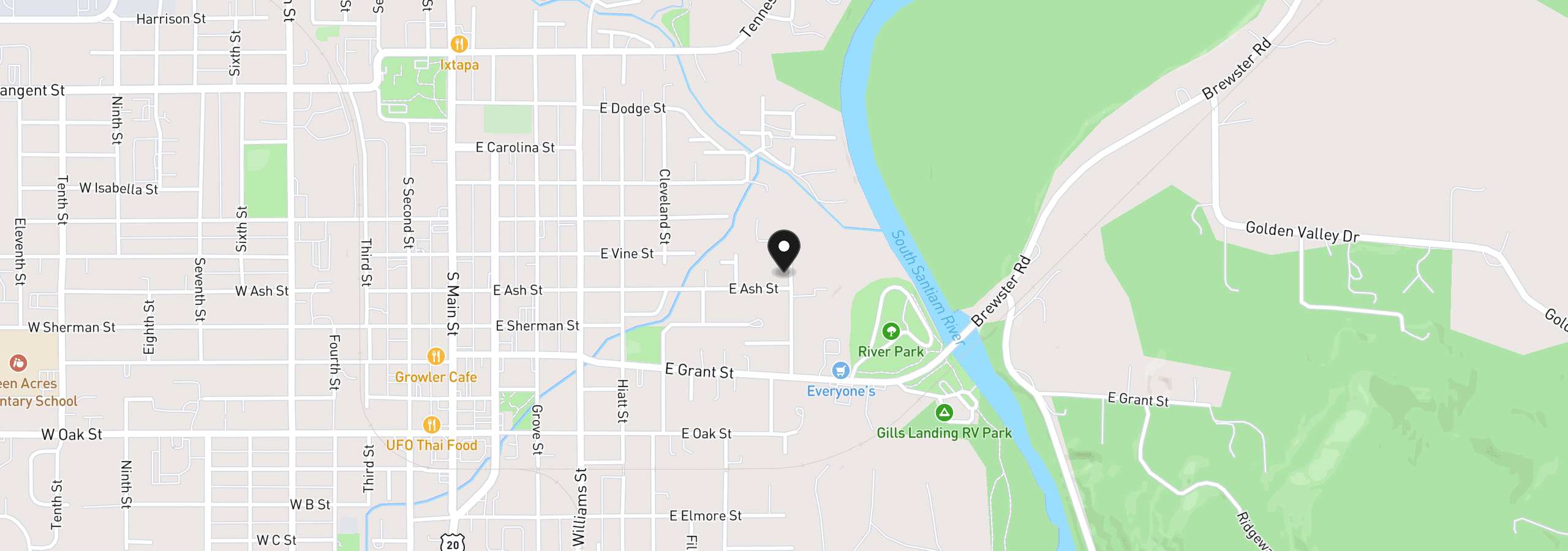 Map showing the location of 550 Walnut St, Lebanon, OR 97355