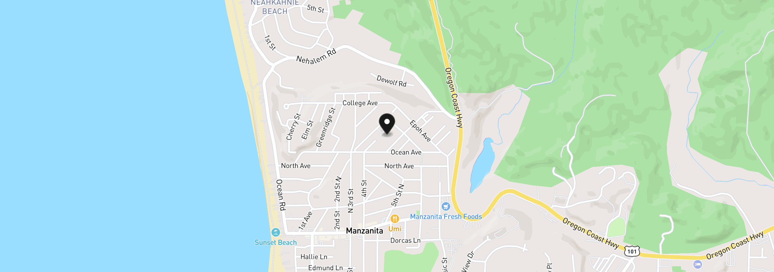 Map showing the location of 810 Nutmeg St, Manzanita, OR 97130