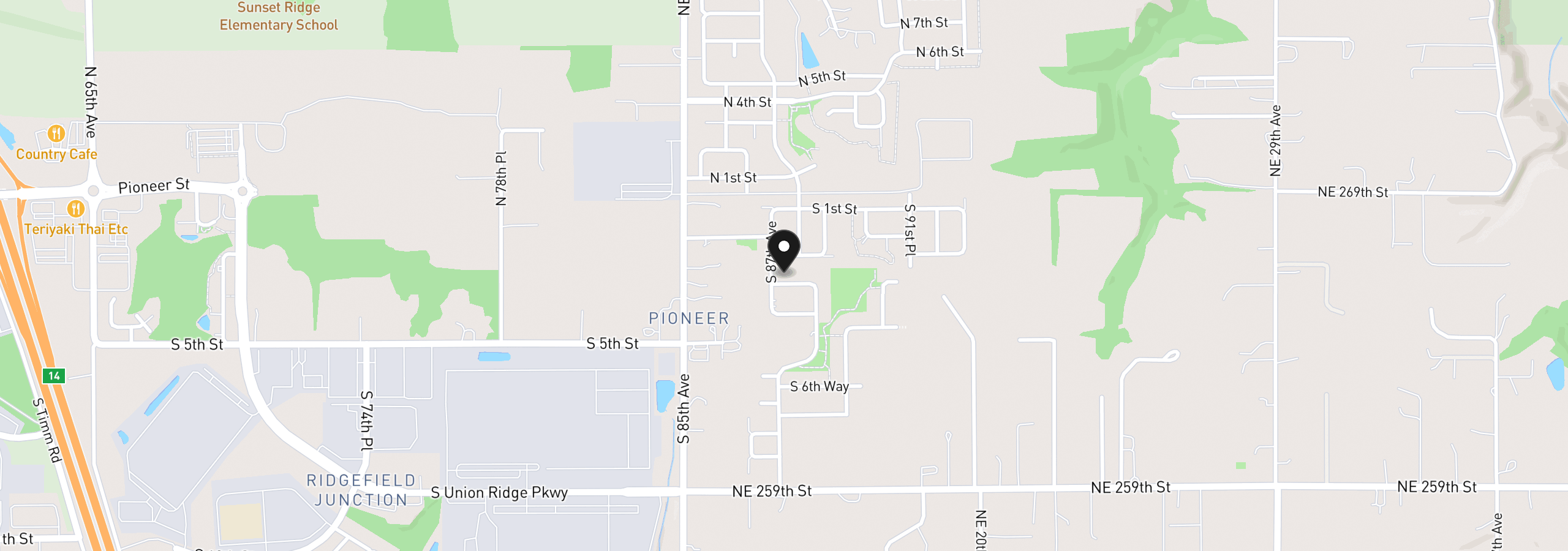 Map showing the location of 8713 S 4th Way, Ridgefield, Wa 98642