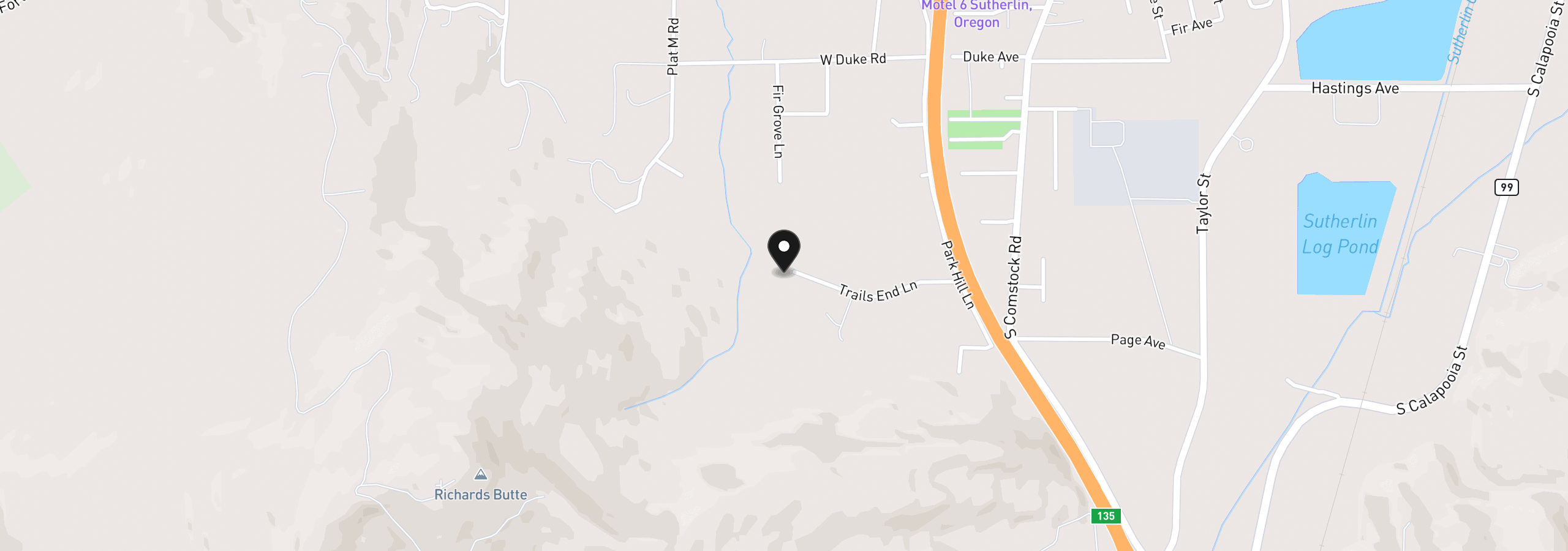 Map showing the location of 1878 Trails End Ln, Sutherlin, OR 97479