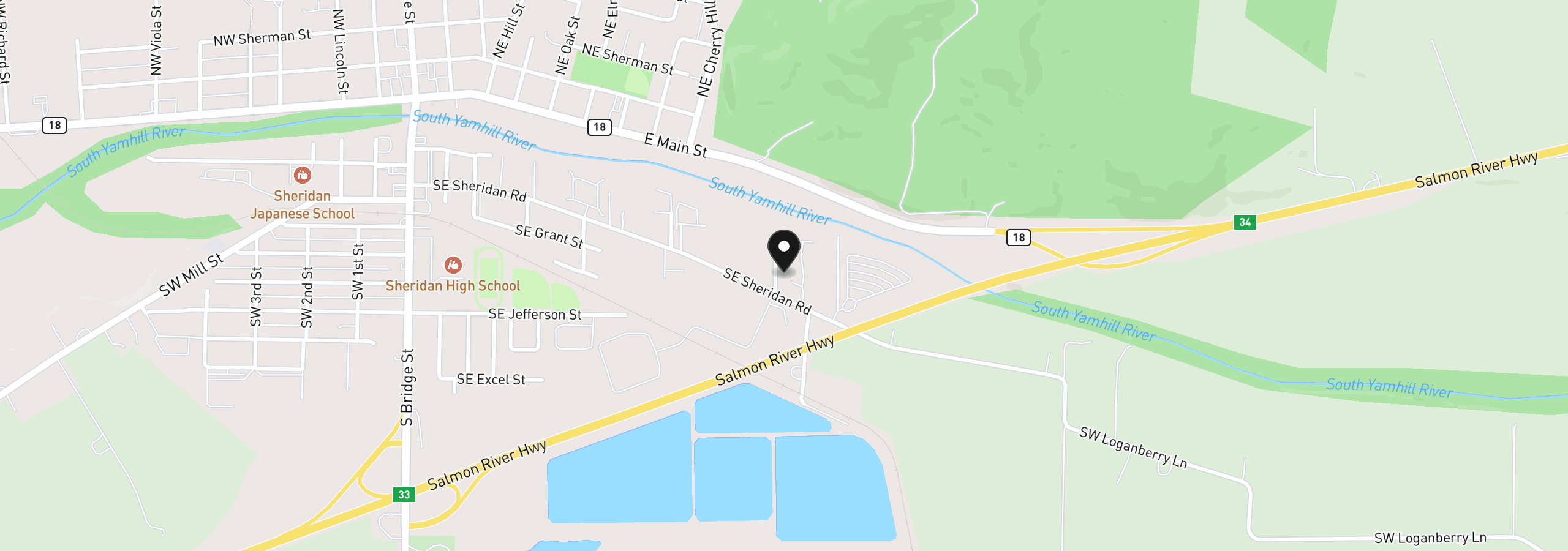 Map showing the location of 235 SE Hope Ct, Sheridan, OR 97378