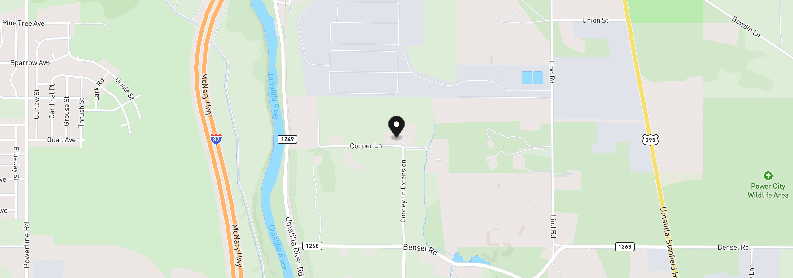 Map showing the location of 30083 Copper. Ln, Hermiston, OR 97838
