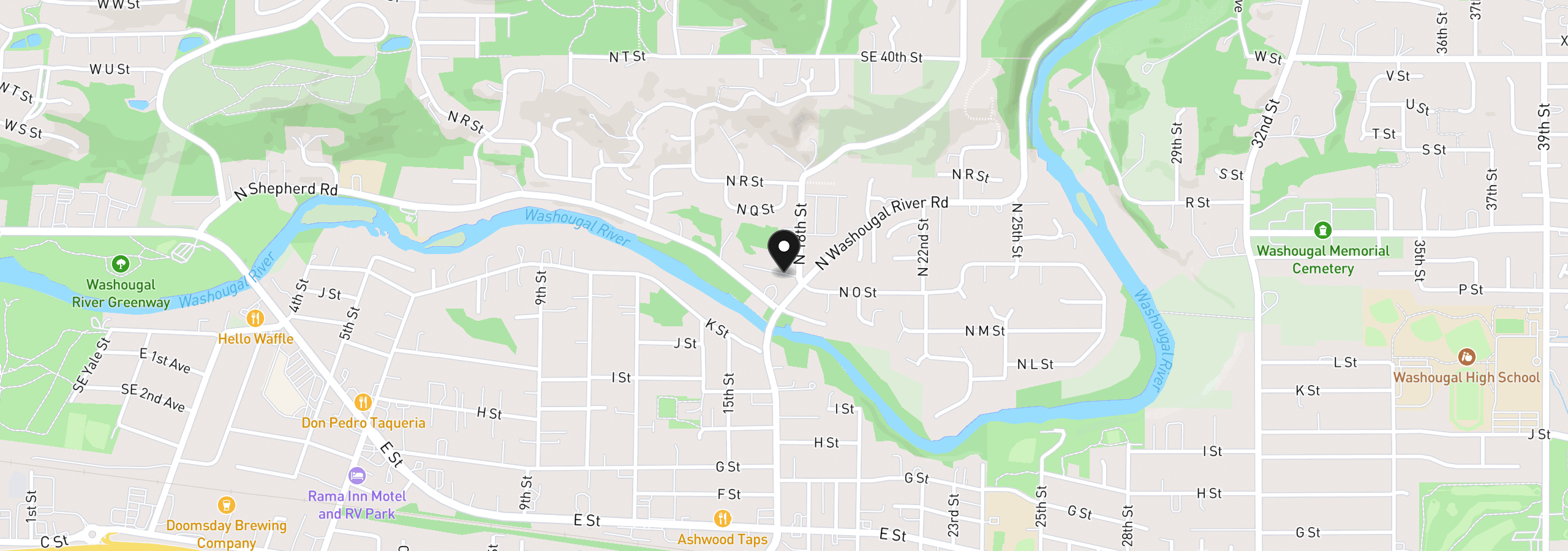 Map showing the location of 1693 N Shepherd Rd 30, Washougal, Wa 98671