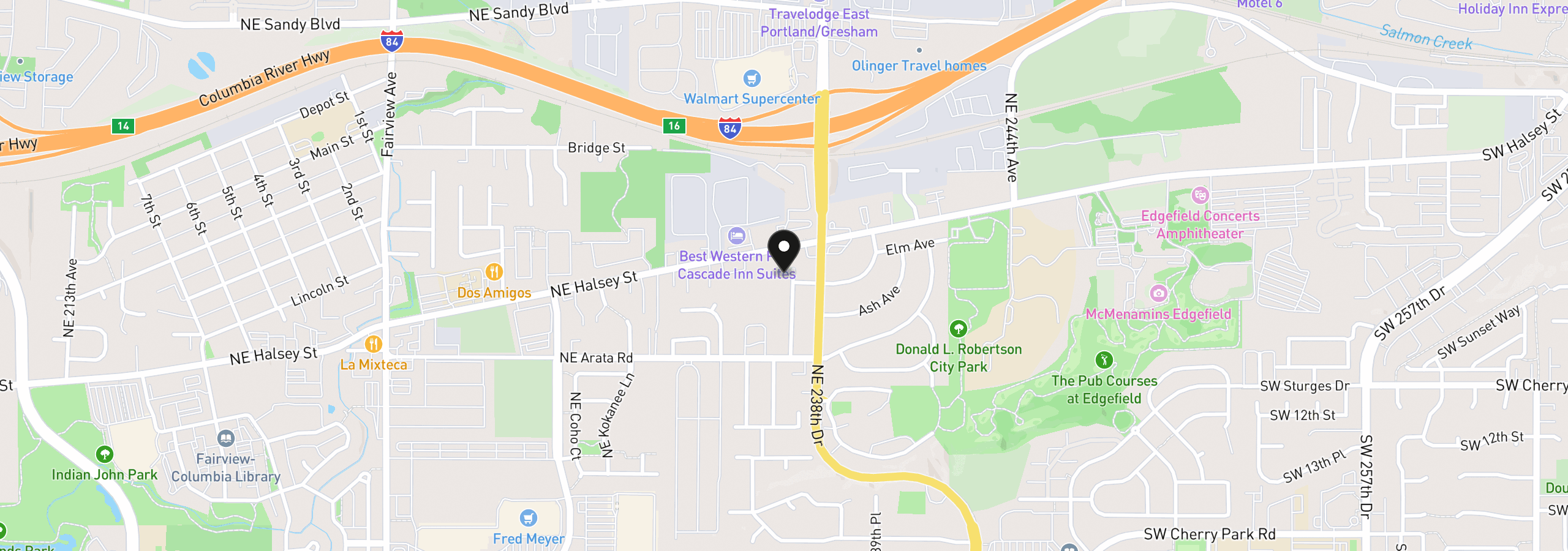 Map showing the location of 1807 NE Walnut Ave, Wood Village, OR 97060