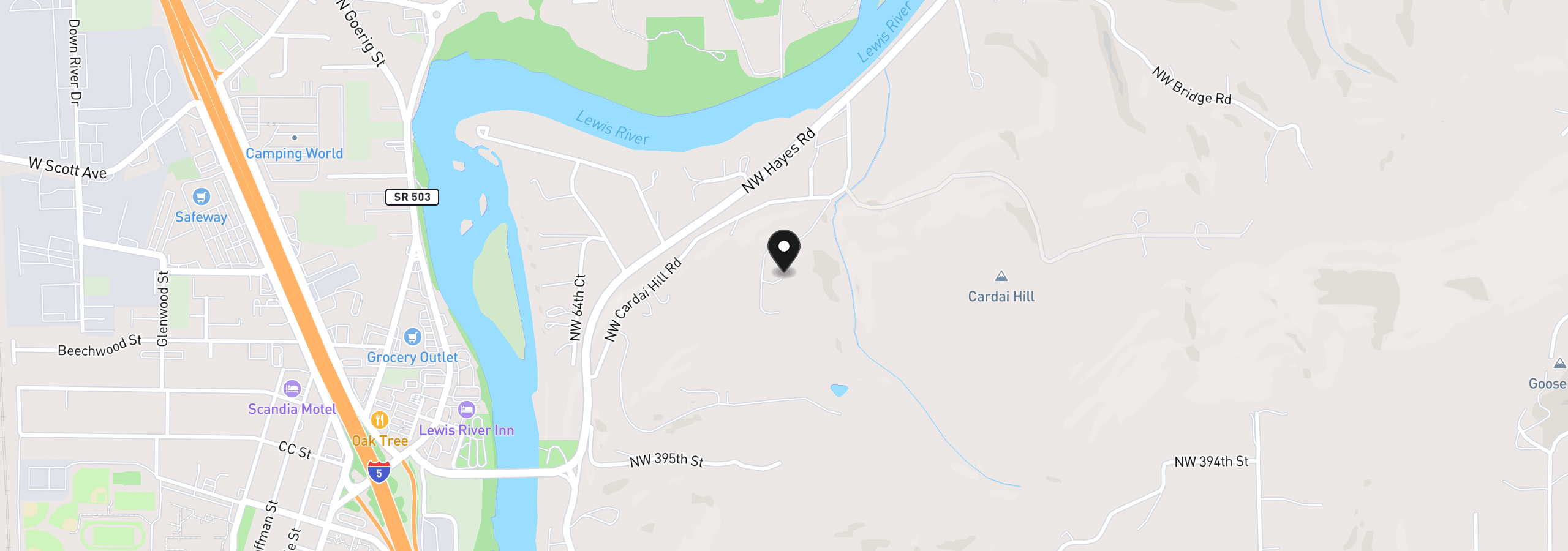 Map showing the location of 40217 NW Cardai Hill Rd, Woodland, Wa 98674