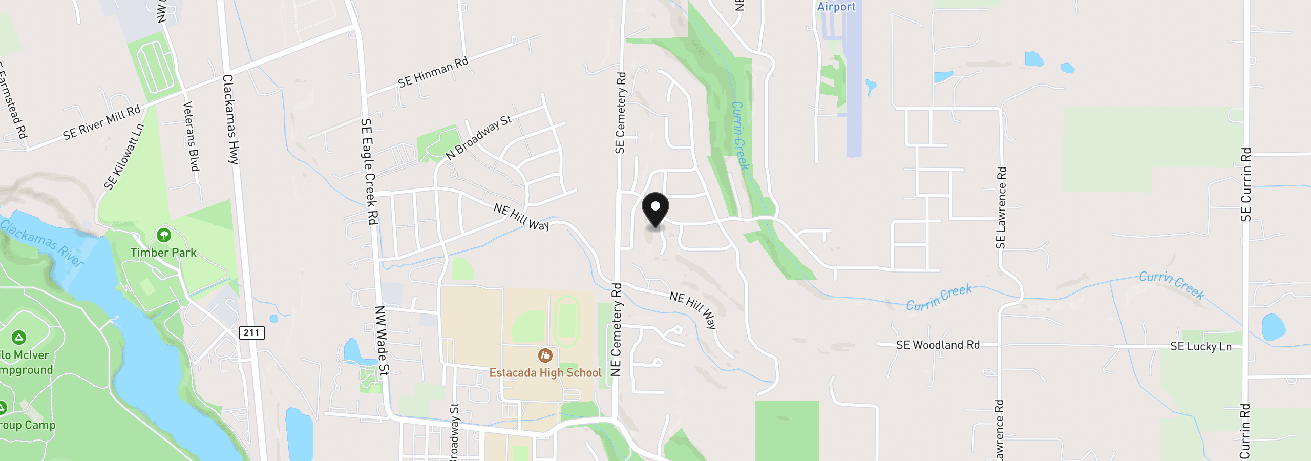 Map showing the location of 1305 NE Cooper Ln, Estacada, OR 97023