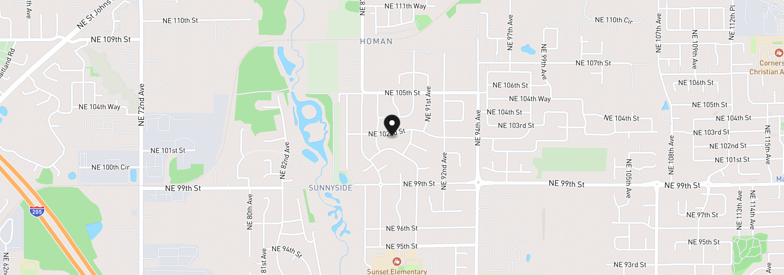 Map showing the location of 8821 NE 102nd St, Vancouver, Wa 98662