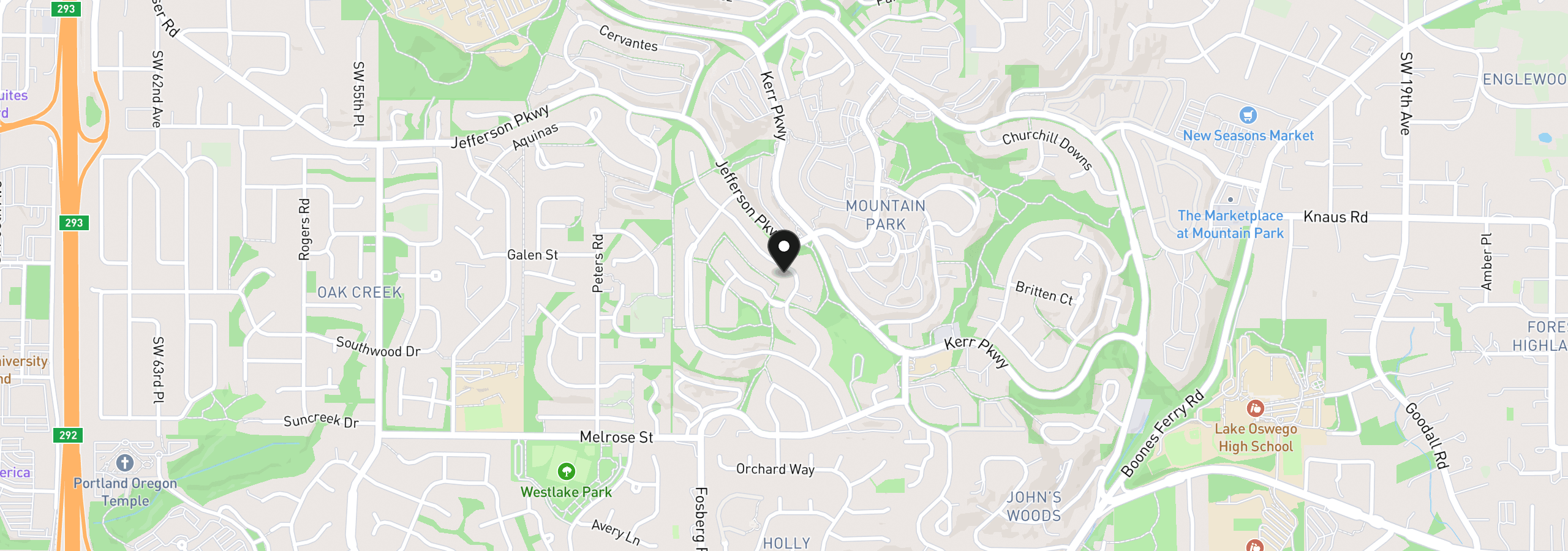 Map showing the location of 30 Da Vinci St, Lake Oswego, OR 97035