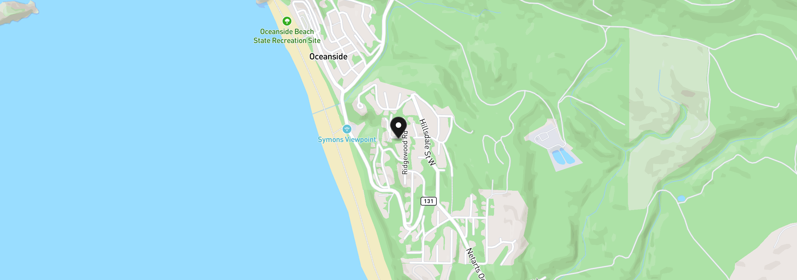 Map showing the location of 6095 Huckleberry Ln, Oceanside, OR 97134
