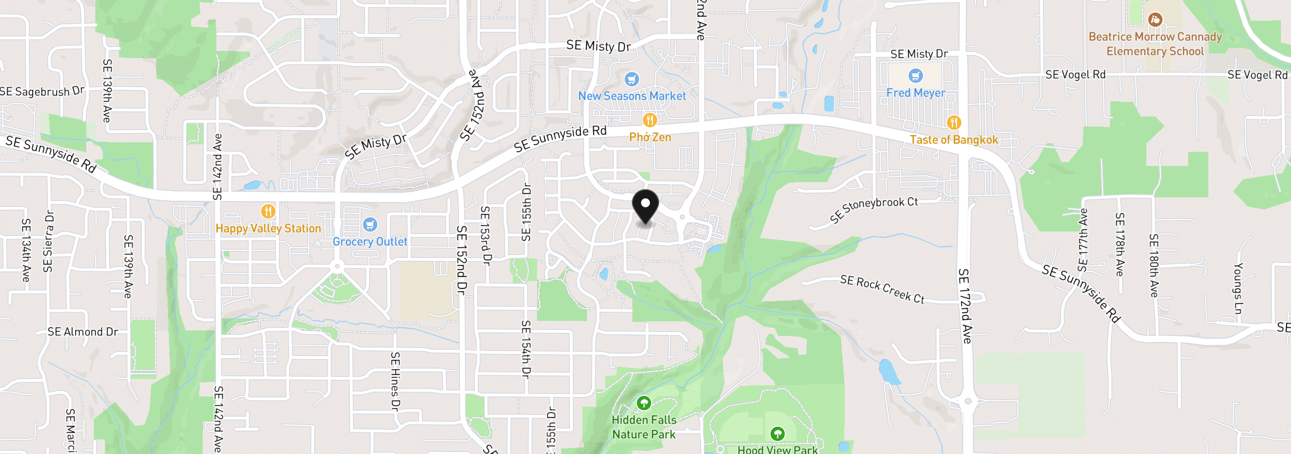 Map showing the location of 13875 SE Kingsfisher Way, Happy Valley, OR 97015