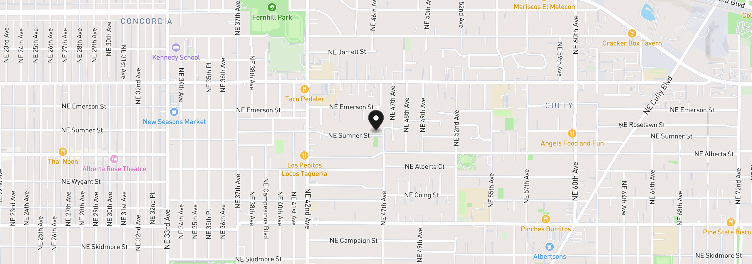 Map showing the location of 4623 NE Sumner St, Portland, OR 97218