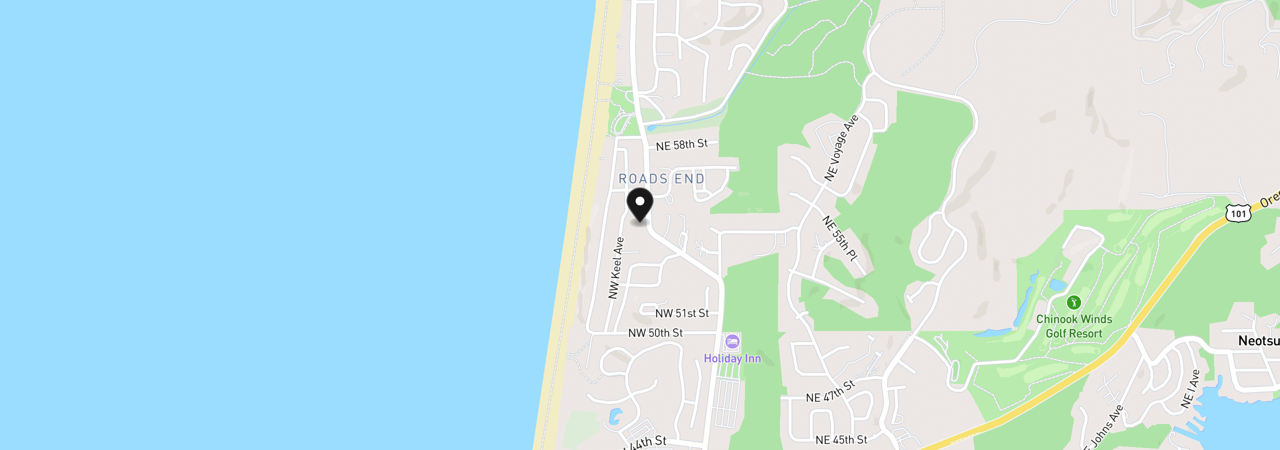 Map showing the location of 5409 NW Logan Rd, Lincoln City, OR 97367