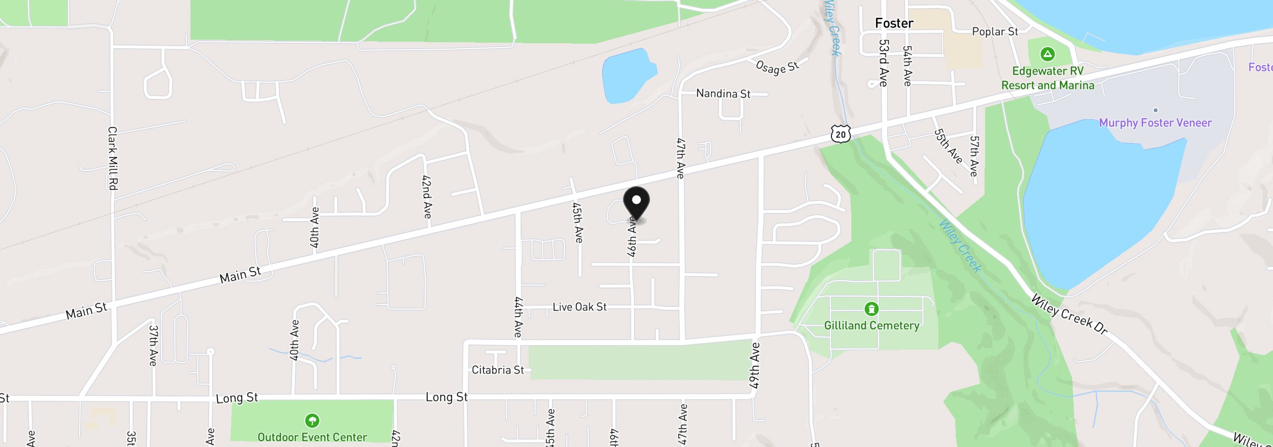 Map showing the location of 1285 46th Ave, Sweet Home, OR 97386