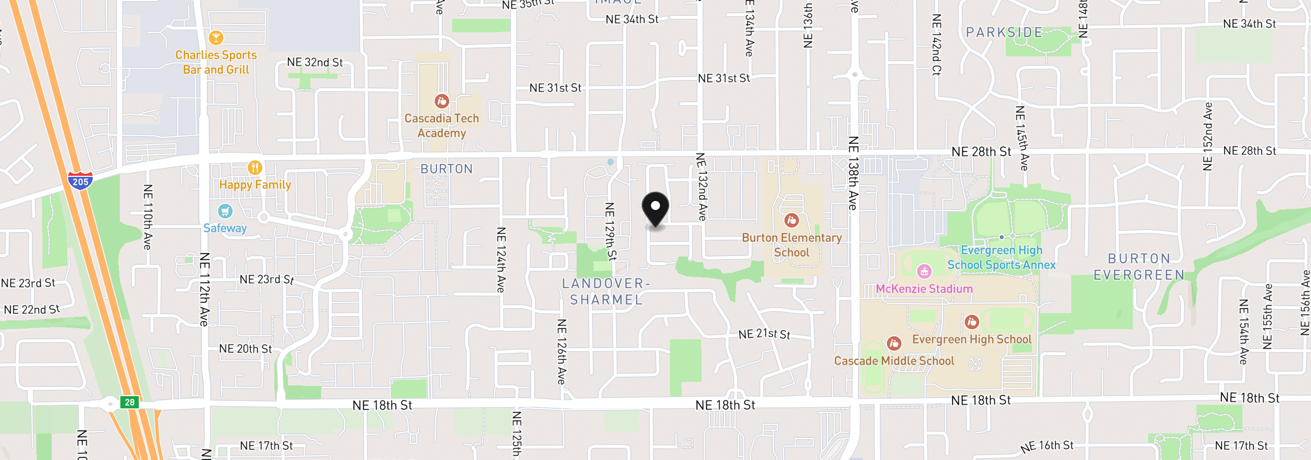 Map showing the location of 13015 NE 26th St, Vancouver, Wa 98684