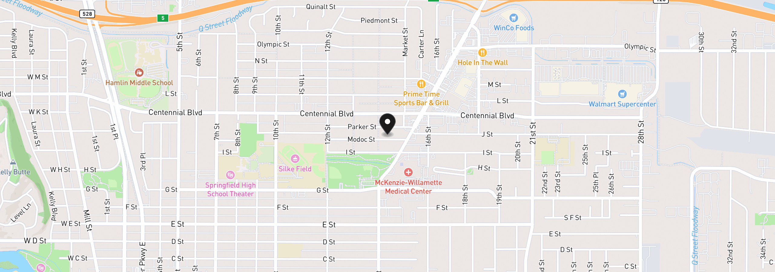 Map showing the location of 1432 Modoc St, Springfield, OR 97477