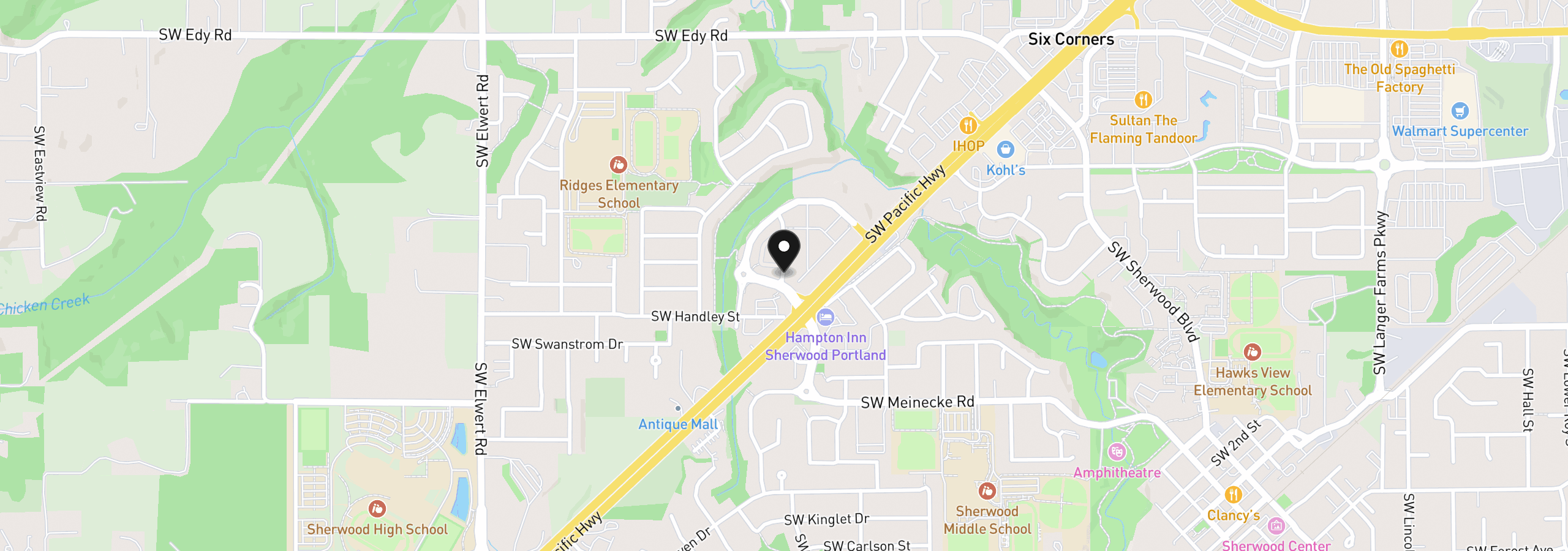 Map showing the location of 21836 SW Berkshire Ter, Sherwood, OR 97140