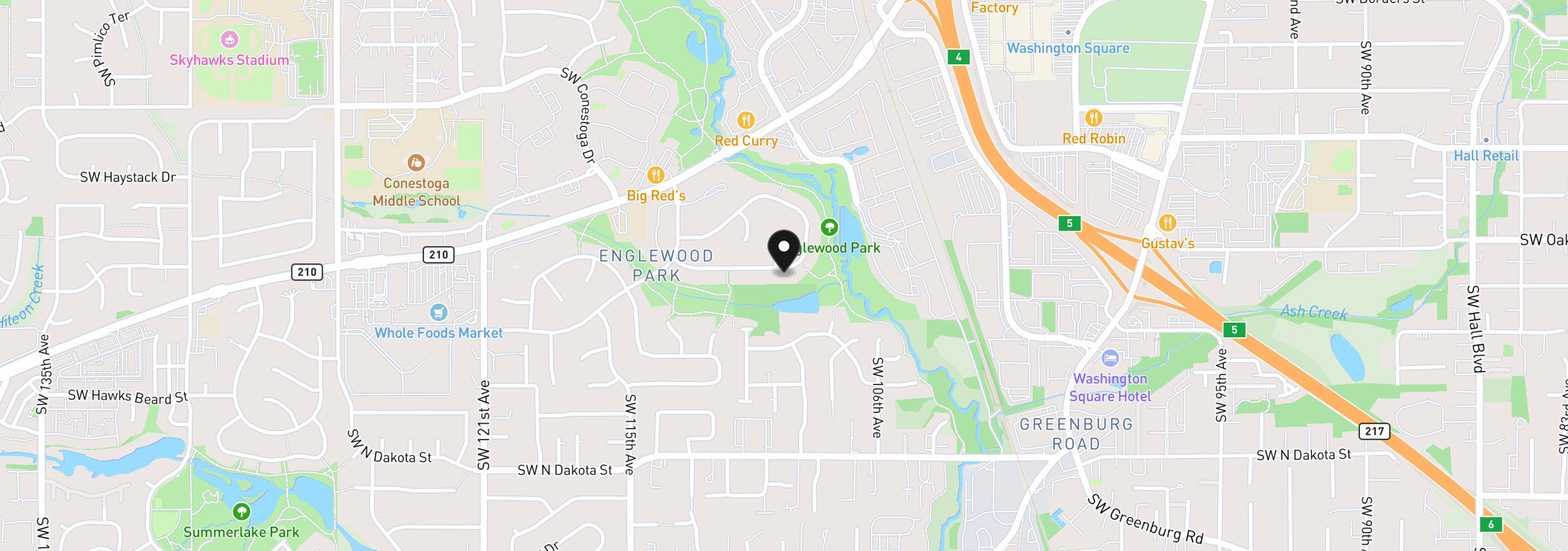 Map showing the location of 11366 SW Ironwood Loop, Tigard, OR 97223