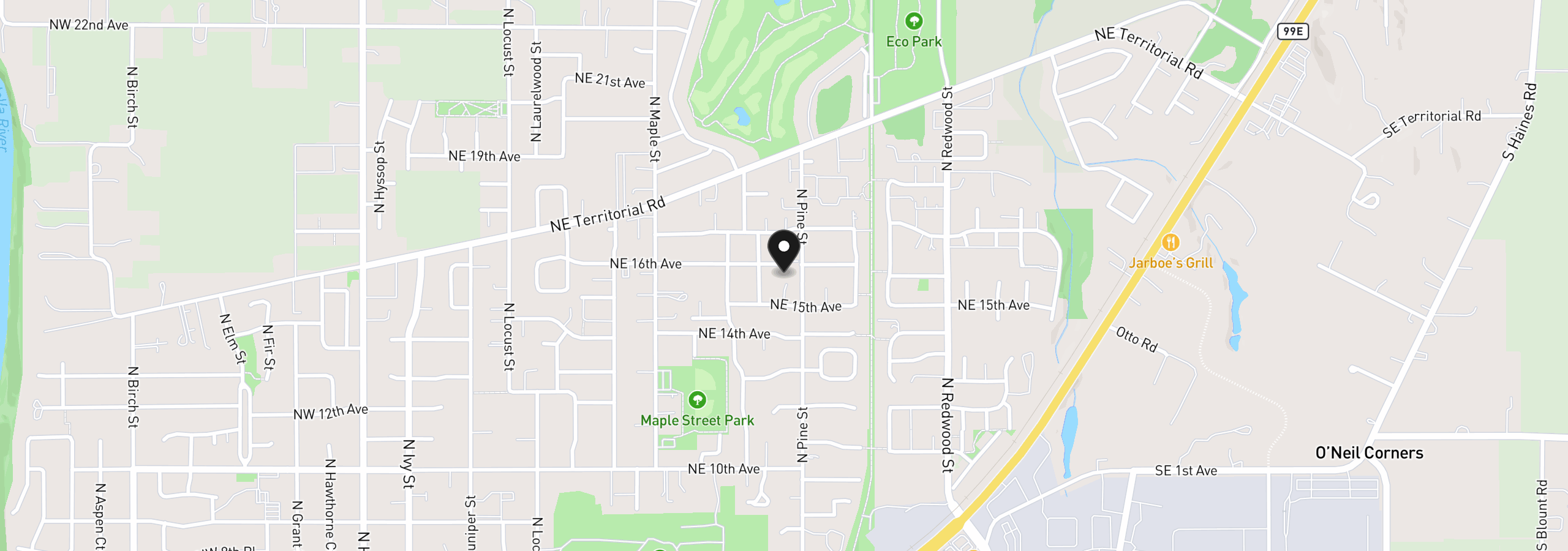 Map showing the location of 1053 NE 16th Ave, Canby, OR 97013