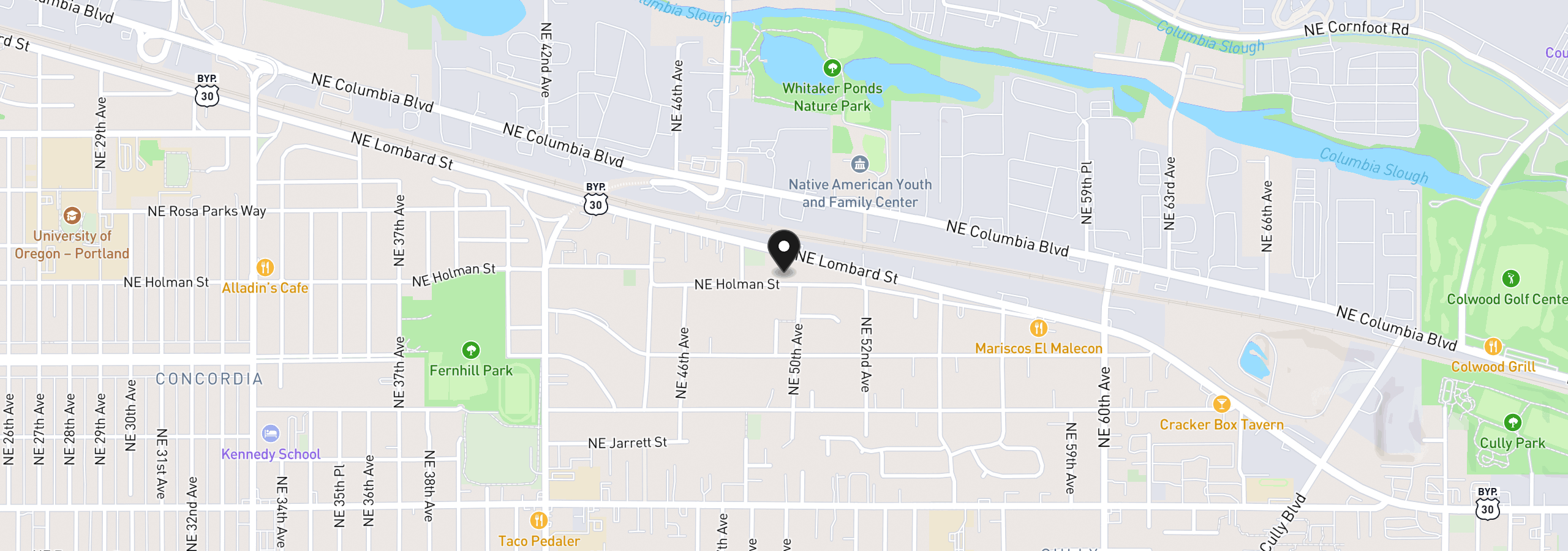 Map showing the location of 4909 NE Holman St, Portland, OR 97218