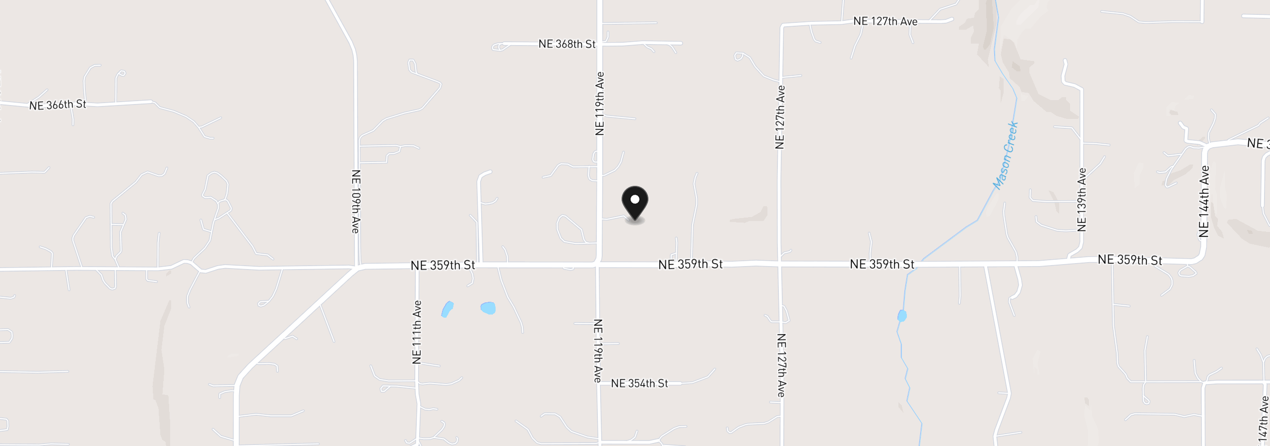Map showing the location of 36101 NE 119th Ave, La Center, Wa 98629