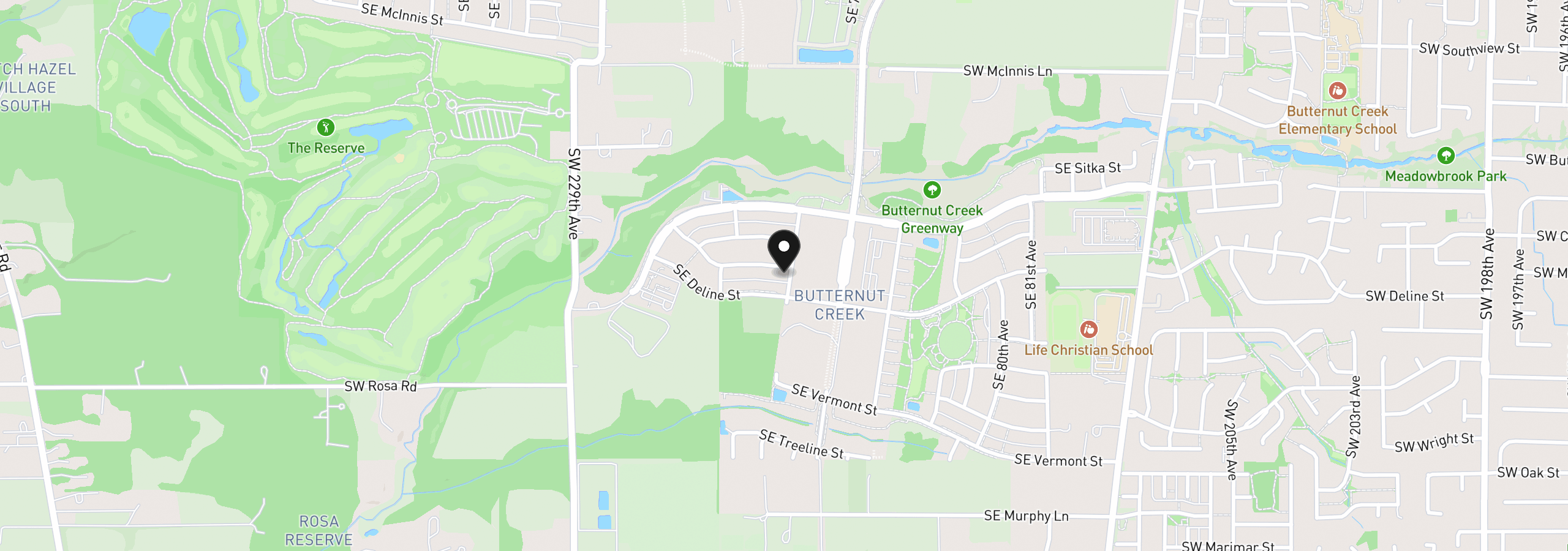 Map showing the location of 7398 SE Madrone St, Hillsboro, OR 97123
